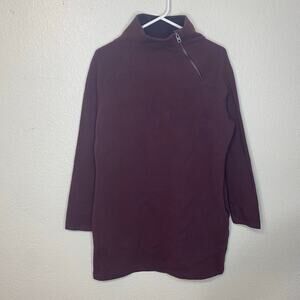 Earth Yoga Burgundy Organic Cotton Tunic Sweater Dress Size Large Thumb Holes